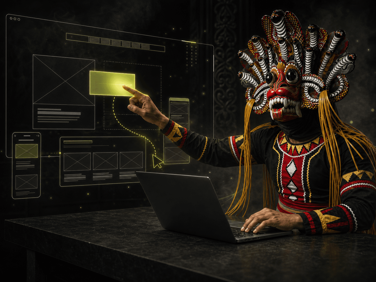 Naga Raksha constructing a responsive digital interface.